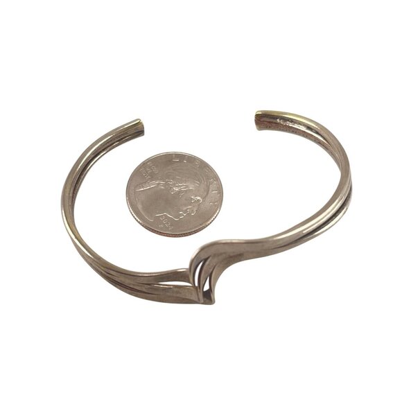 Sterling Silver Wave Cuff Adjustable Wave Design Cuff Bracelet - Picture 7 of 7